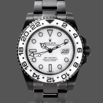 Replica Rolex GMT Master II Black PVD/DLC Coated White Dial Stainless Steel 16710 Herrenuhr