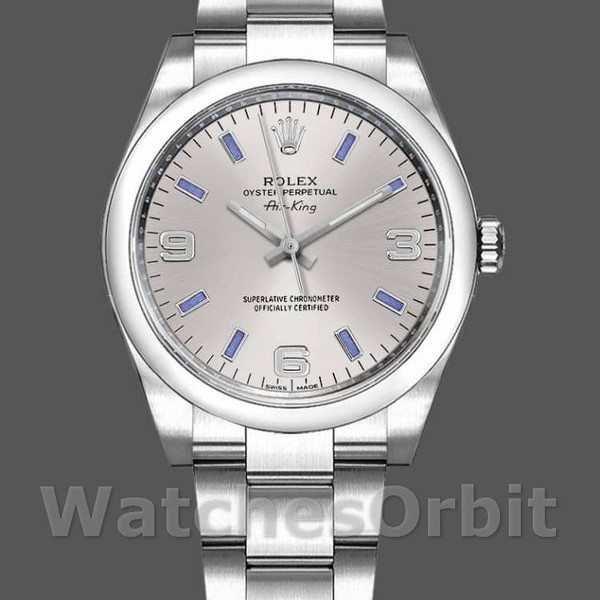 Replica Rolex Oyster Perpetual Air-King 114200 Silver Dial 34mm Unisex Uhr Replica Stilvolles Accessoire