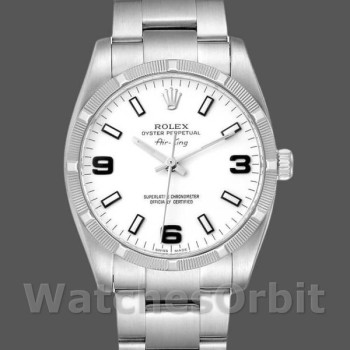 Replica Rolex Oyster Perpetual Air King 114210 White Dial 34mm Unisex Replica Uhr