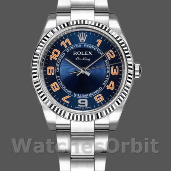Replica Rolex Oyster Perpetual Air-King 114234 Blue Dial Stainless Steel Oyster 34mm Unisex Replica Uhr