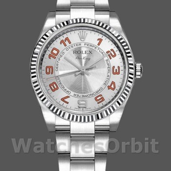 Replica Rolex Oyster Perpetual Air-King 114234 Silber Orange Arabisch Zifferblatt 34mm Unisex Replica Uhr