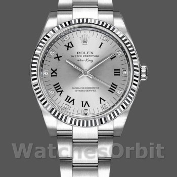 Replica Rolex Oyster Perpetual Air-King 114234 Silver Roman Diamond Dial 41mm Replica Uhr