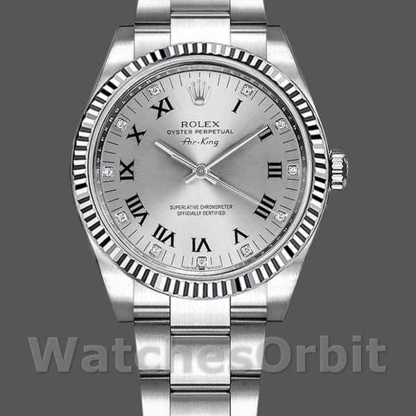 Replica Rolex Oyster Perpetual Air-King 114234 Silver Roman Diamond Dial 41mm Replica Uhr Moderne Ästhetik