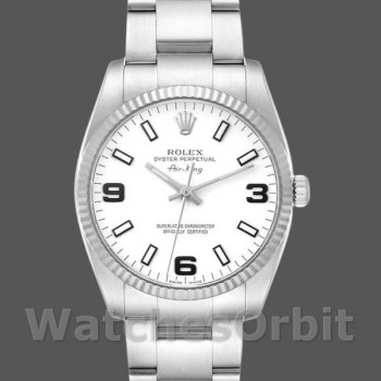 Replica Rolex Oyster Perpetual Air-King 114234 Weißes Arabisches Zifferblatt 34mm Unisex Replica Uhr