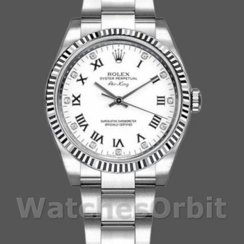 Replica Rolex Oyster Perpetual Air-King 114234 White Diamond Dial 34mm Unisex Replica Uhr