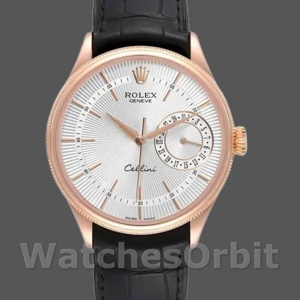 Replica Rolex Cellini Date 50515 Rose Gold Silver Guilloche Index Dial 39mm Herren Replica Uhr Hochwertige Herren Replica Uhr online kaufen