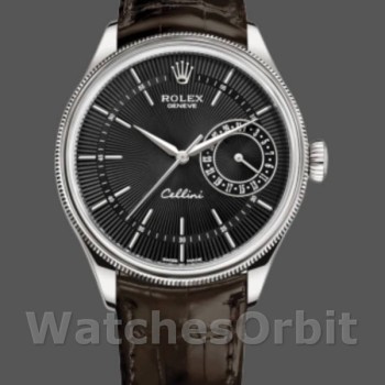 Replica Rolex Cellini Date 50519 Brown Leather Black Dial 39mm Herren Replica Uhr