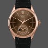 Replica Rolex Cellini Dual Time 50525 Brown Guilloche Dial Black Leather Strap 39mm Herren Replica Uhr Sportliches Design