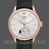 Replica Rolex Cellini Dual Time 50525 Silver Dial Black Leather Strap 39mm Herren Replica Uhr Hochwertige Herren Replica Uhr online kaufen