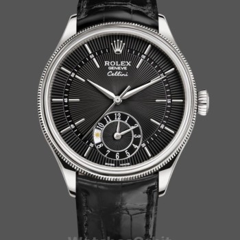 Replica Rolex Cellini Dual Time 50529 Black Dial White Gold 39mm Herren Replica Uhr