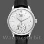 Replica Rolex Cellini Dual Time 50529 Silver Sunburst Dial Black Leather Strap 39mm Herren Replica Uhr