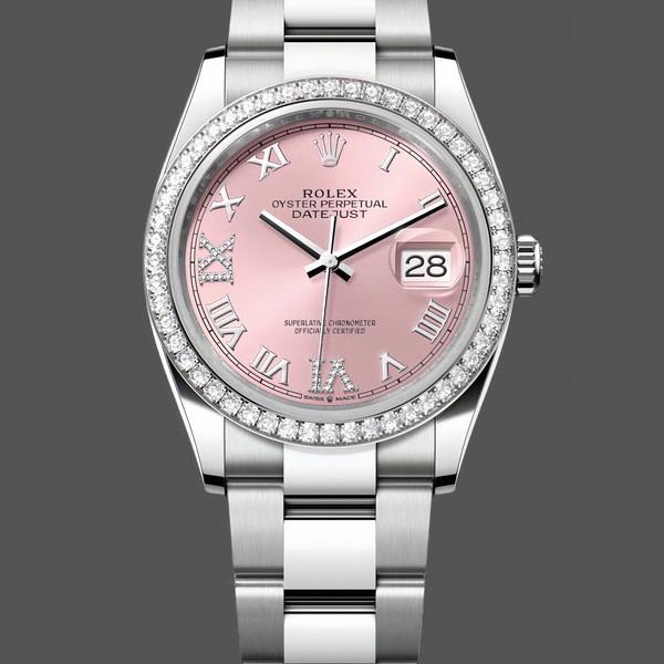 Replica Replica Rolex Datejust 36 126284RBR 0024 Pink Roman Diamond Dial Lady Uhren Exklusives Design