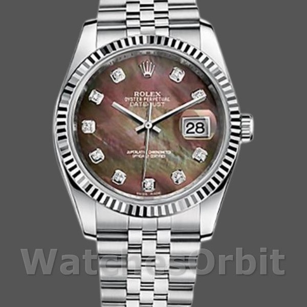 Replica Rolex Datejust 116234 Black MOP Diamond Dial 36mm Unisex Replica Uhr, Replica Uhr, Hochwertige Nachbildung