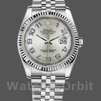 Replica Rolex Datejust 116234 Silber Zifferblatt Blaue arabische Zahlenstundenmarkierungen 36mm Unisex Replica Uhr