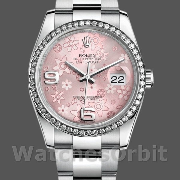 Replica Rolex Datejust 116244 Edelstahl Pink Floral Zifferblatt 36mm Lady Replica Uhr, Imitat, Klassisches Design