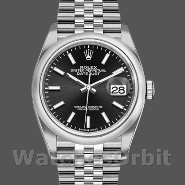 Replica Rolex Datejust 126200 Black Index Dial Stainless Steel 36MM Unisex Replica Uhr Hochwertige Unisex Replica Uhr online kaufen