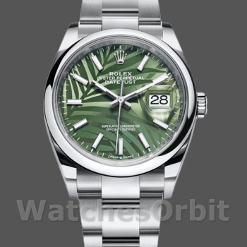 Replica Rolex Datejust 126200 Olive Green Palm Motif Dial Edelstahl 36MM Unisex Replica Uhr
