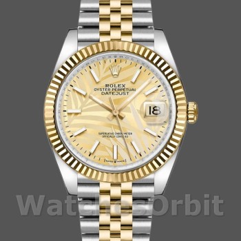 Replica Rolex Datejust 126233 Golden Palm Motif Dial Fluted Bezel 36MM Unisex Replica Uhr