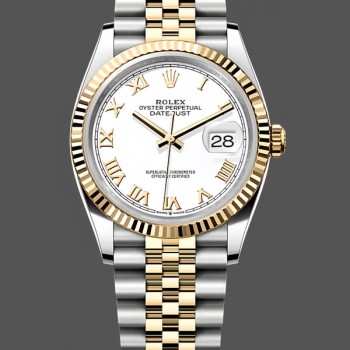 Replica Rolex Datejust 126233 White Roman Dial Fluted Bezel 36MM Unisex Replica Uhr