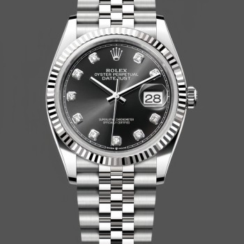 Replica Rolex Datejust 126234 Fluted Lünette Schwarzes Diamant Zifferblatt 36MM Unisex Replica Uhr
