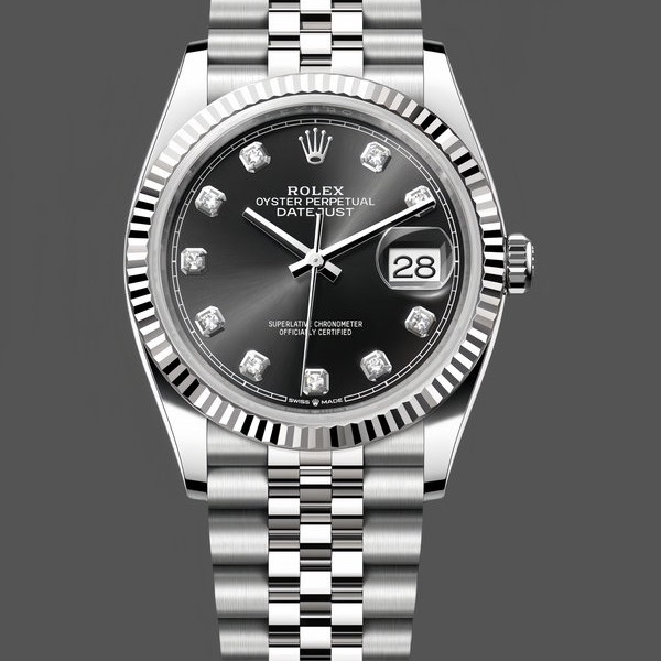 Replica Rolex Datejust 126234 Fluted Lünette Schwarzes Diamant Zifferblatt 36MM Unisex Replica Uhr Hochwertige Unisex Replica Uhr online kaufen