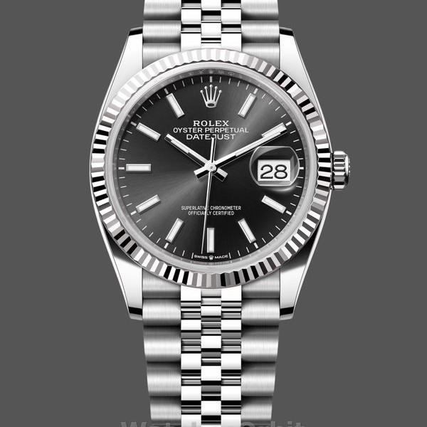 Replica Rolex Datejust 126234 Fluted Bezel Black Index Dial 36MM Unisex Replica Uhr Hochwertige Unisex Replica Uhr online kaufen