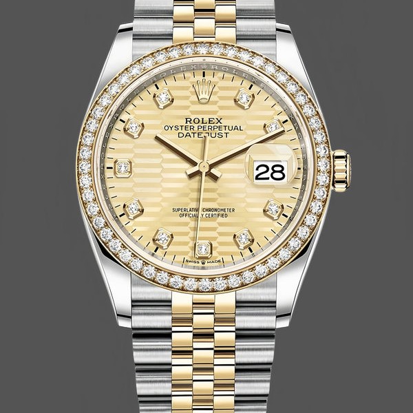 Replica Rolex Datejust 126283RBR 0031 Champagner Fluted Motif 36mm Zifferblatt Edle Materialien