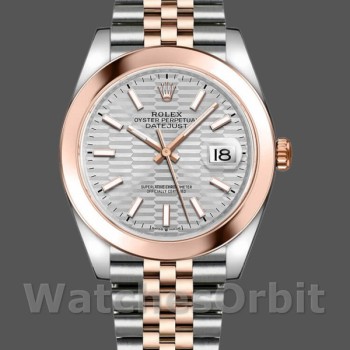 Replica Rolex Datejust 126301 Rose Gold Silver Fluted Motif Dial 41MM Herren Replica Uhr