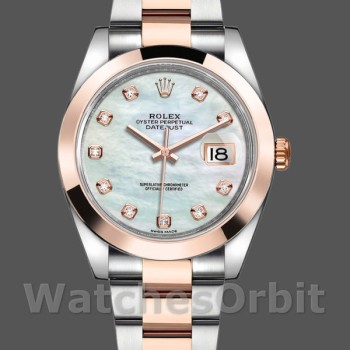 Replica Rolex Datejust 126301 White MOP Diamond Dial Steel Rose Gold 41MM Herren Replica Uhr