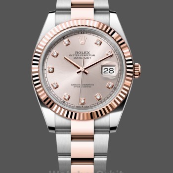 Replica Rolex Datejust 126331 0007 Sundust Diamond Oyster 41mm Stahl und Everose Gold Uhr