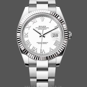 Replica Rolex Datejust 126334 0023 Fluted Bezel White Roman Numeral Dial 41MM Herren Replica Uhr