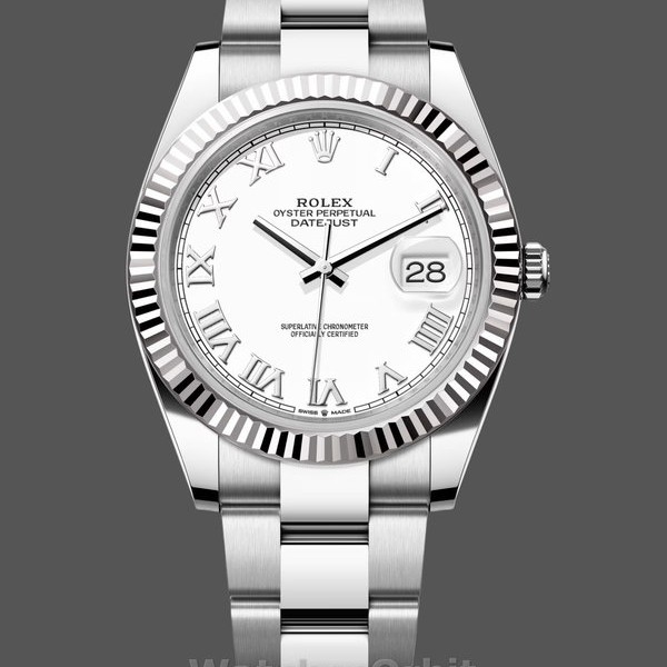 Replica Rolex Datejust 126334 0023 Fluted Bezel White Roman Numeral Dial 41MM Herren Replica Uhr Hochwertige Herren Replica Uhr online kaufen