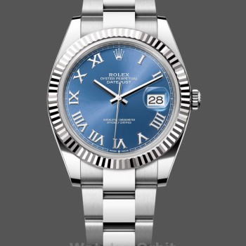 Replica Rolex Datejust 126334 0025 Fluted Bezel Blue Roman Numeral Dial 41MM Herren Replica Uhr