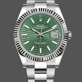 Replica Rolex Datejust 126334 0029 Fluted Bezel Green Motif Dial 41MM Herren Replica Uhr