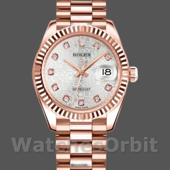 Replica Rolex Datejust 178275 Everose Gold Jubile Silver Dial 31mm Lady Replica Uhr