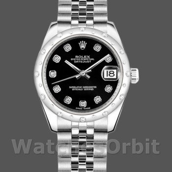 Replica Rolex Datejust 178344 Black Diamond Dial Jubilee Bracelet 31MM Lady Replica Uhr