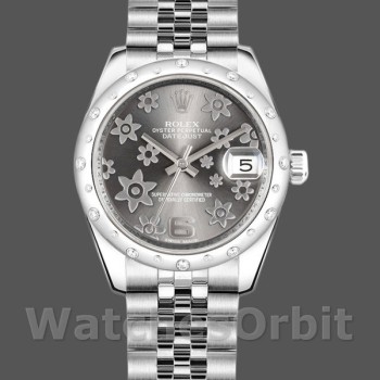 Replica Rolex Datejust 178344 Floral Motif Dark Rhodium Grey Dial 31MM Lady Replica Uhr