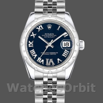 Replica Rolex Datejust 178344 Edelstahl Blaues Zifferblatt Diamanten 31MM Lady Replica Uhr