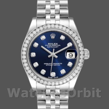 Replica Rolex Datejust 178384 Blue Dial Diamond Bezel 31MM Lady Replica Uhr