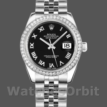 Replica Rolex Datejust 178384 Edelstahl Schwarz Römisches Zifferblatt 31MM Lady Replica Uhr