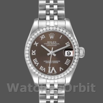 Replica Rolex Datejust 178384 Edelstahl Braun Diamanten Zifferblatt 31MM Lady Replica Uhr