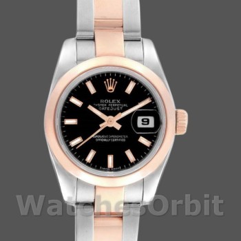 Replica Rolex Datejust 179161 Edelstahl und Everose Gold Schwarzes Index-Zifferblatt 26MM Lady Replica Uhr