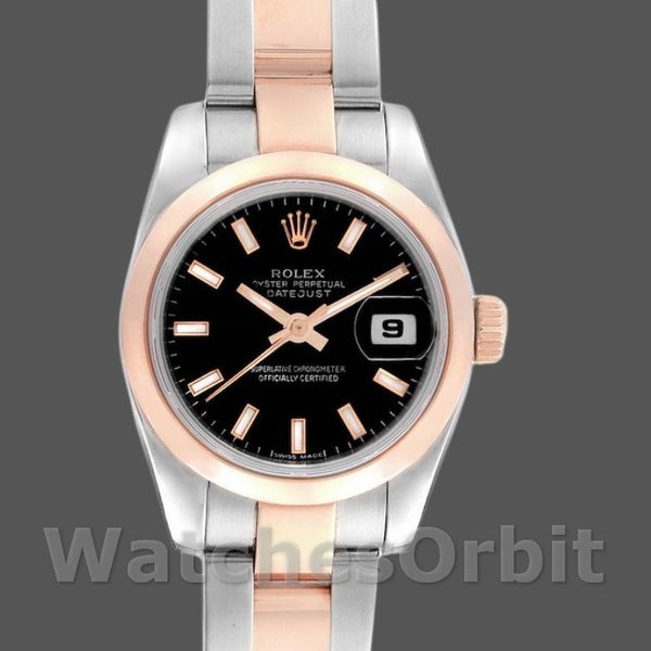 Replica Rolex Datejust 179161 Edelstahl und Everose Gold Schwarzes Index-Zifferblatt 26MM Lady Replica Uhr Exklusive Damen Replica Uhr kaufen