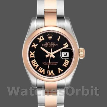 Replica Rolex Datejust 179161 Edelstahl und Everose Gold Schwarzes Römisches Zifferblatt 26MM Lady Replica Uhr