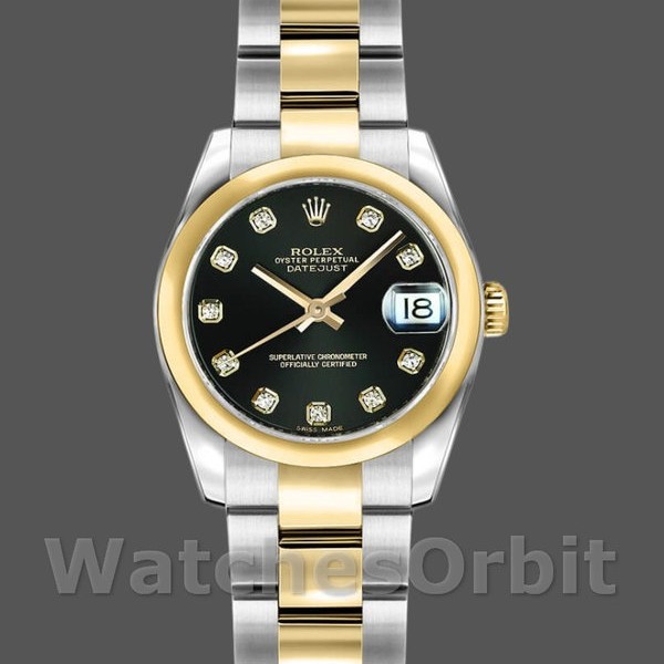 Replica Rolex Datejust 179163 Black Diamond Dial Domed Dezel 26MM Lady Replica Uhr Exklusive Damen Replica Uhr kaufen