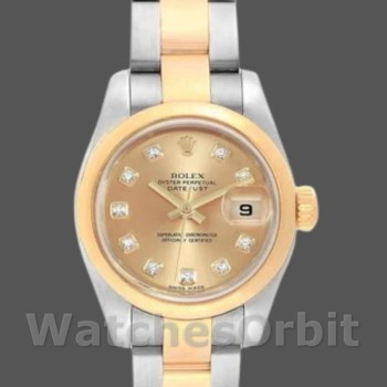 Replica Rolex Datejust 179163 Champagner Zifferblatt Domed Dezel 26MM Lady Replica Uhr