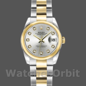 Replica Rolex Datejust 179163 Silver Diamond Dial Domed Dezel 26MM Lady Replica Uhr