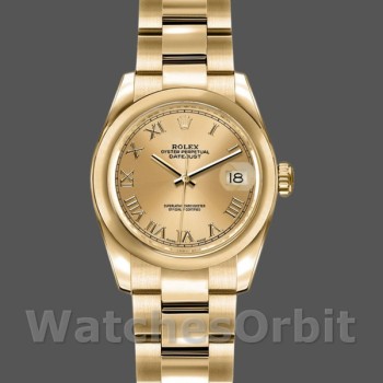 Replica Rolex Datejust 179168 Smooth Domed Champagne Roman Dial 26MM Lady Replica Uhr