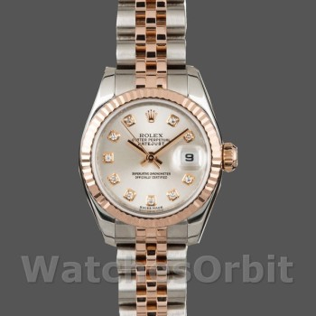 Replica Rolex Datejust 179171 Silber Diamanten Zifferblatt geriffelte Lünette 26MM Lady Replica Uhr