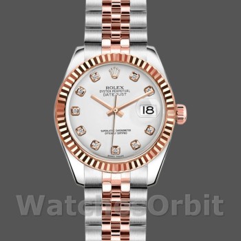 Replica Rolex Datejust 179171 White Diamond Dial Fluted Bezel 26MM Lady Replica Uhr